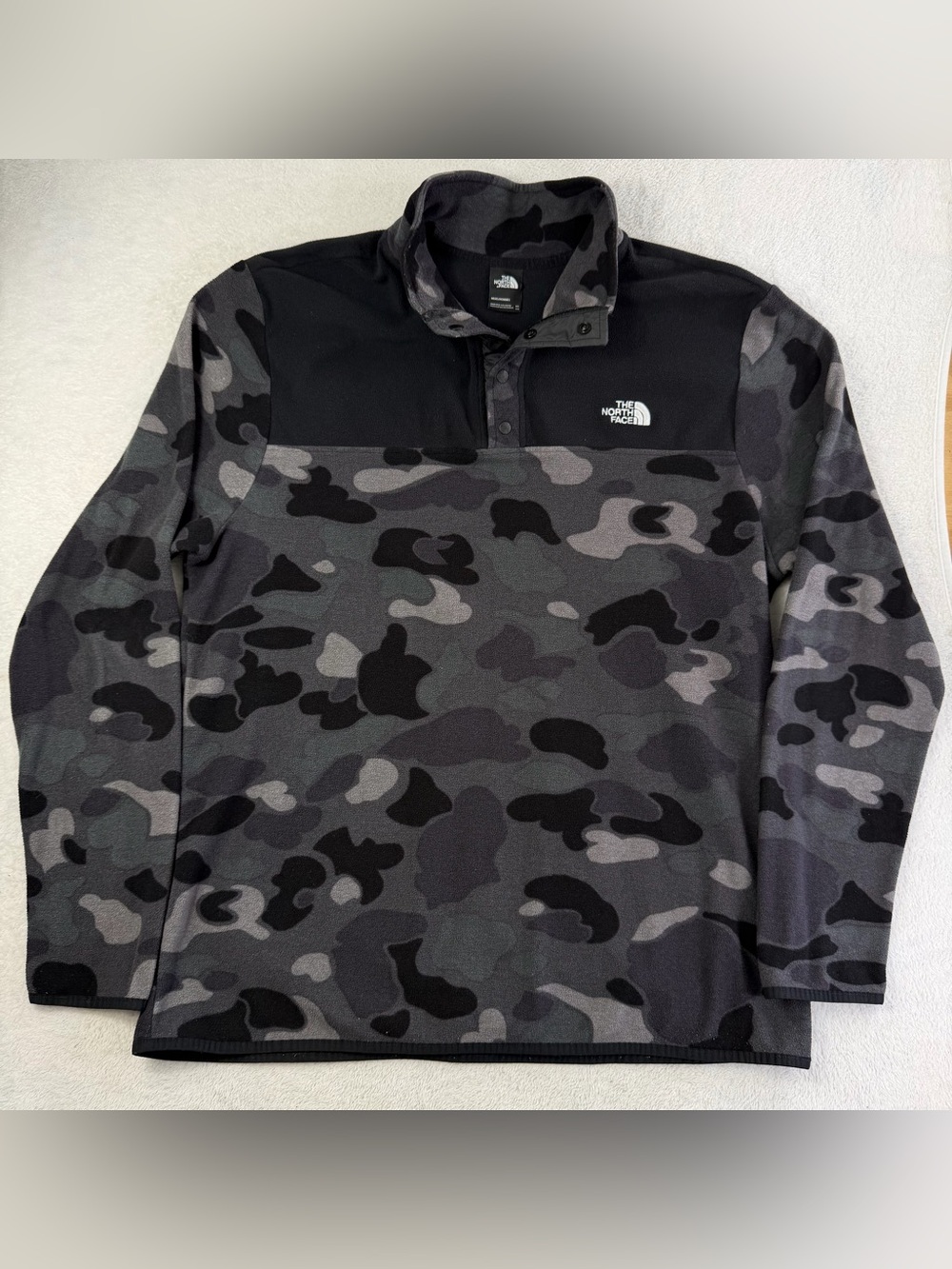 The North Face TKA Glacier Camo Snap Neck Fleece Pullover Men XL